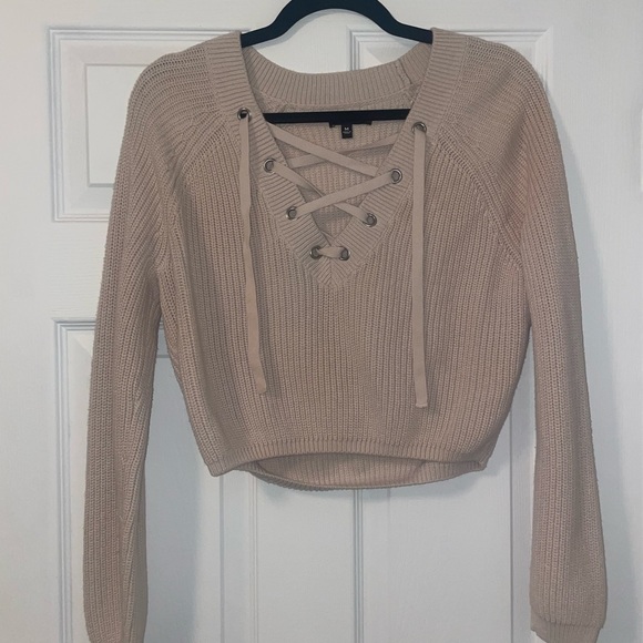 medium blush pink kendall and kylie cropped sweater - Picture 1 of 5